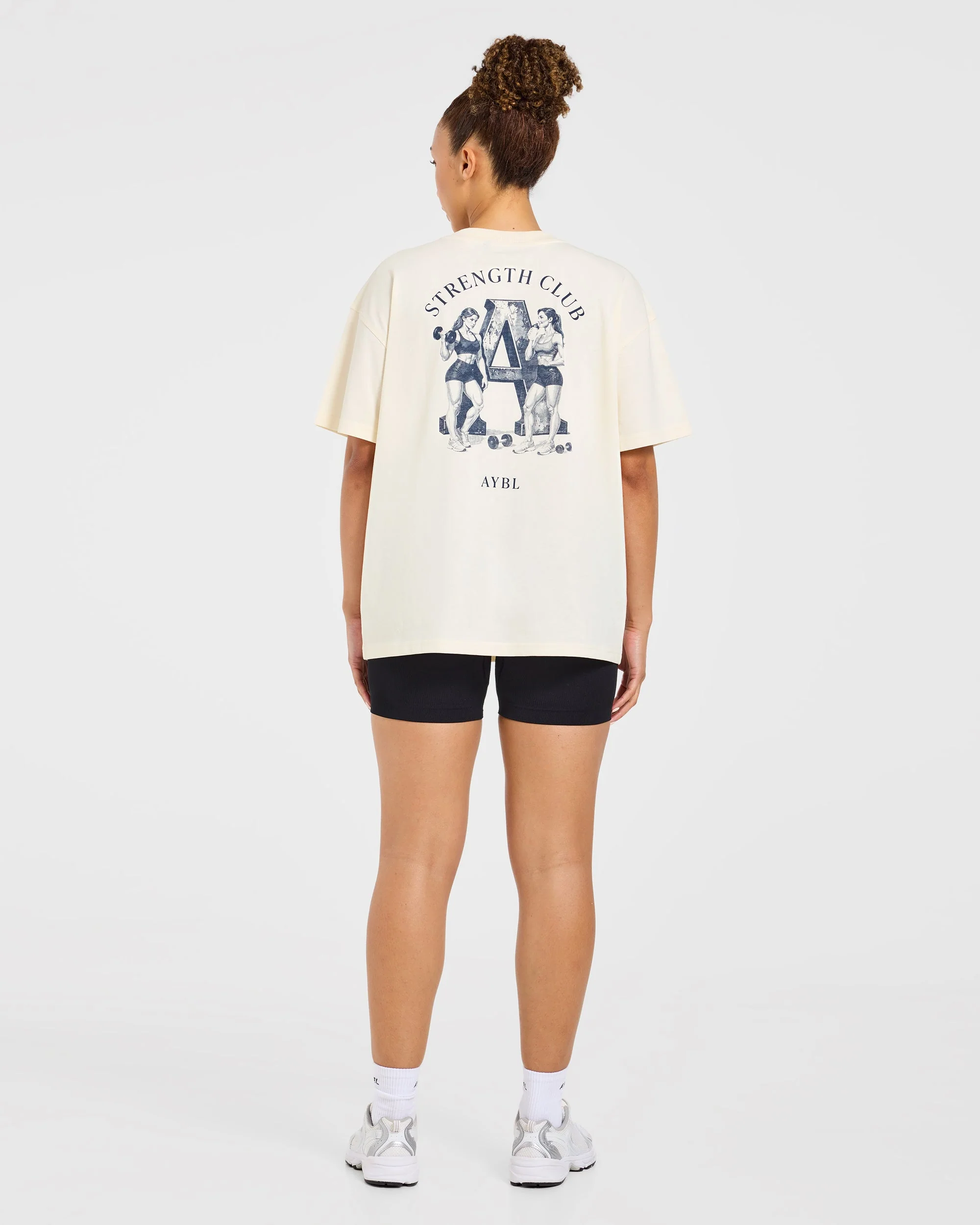 AYBL Strength Club Oversized T Shirt - Cream - Image 4