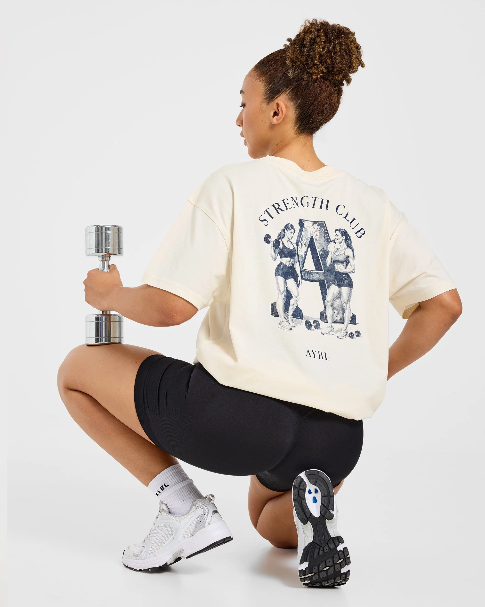 AYBL Strength Club Oversized T Shirt - Cream - Image 7