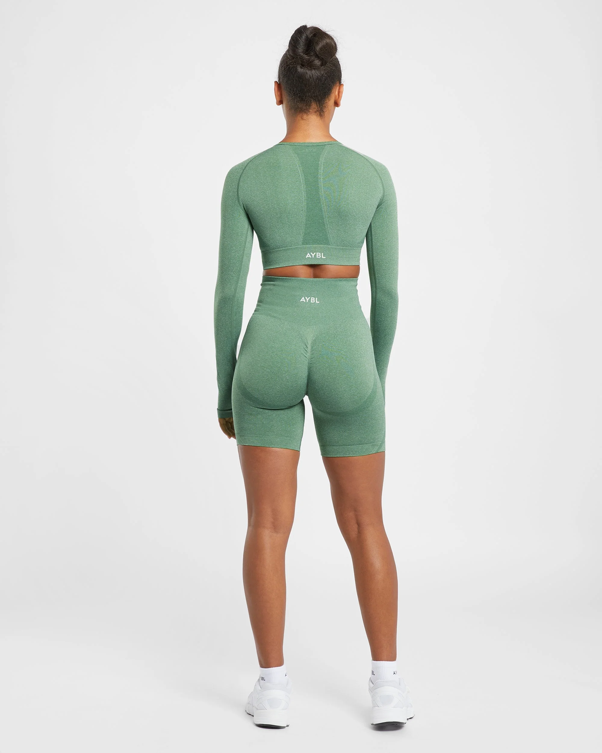 Empower Seamless Cycling Shorts - Olive Marl - Image 4