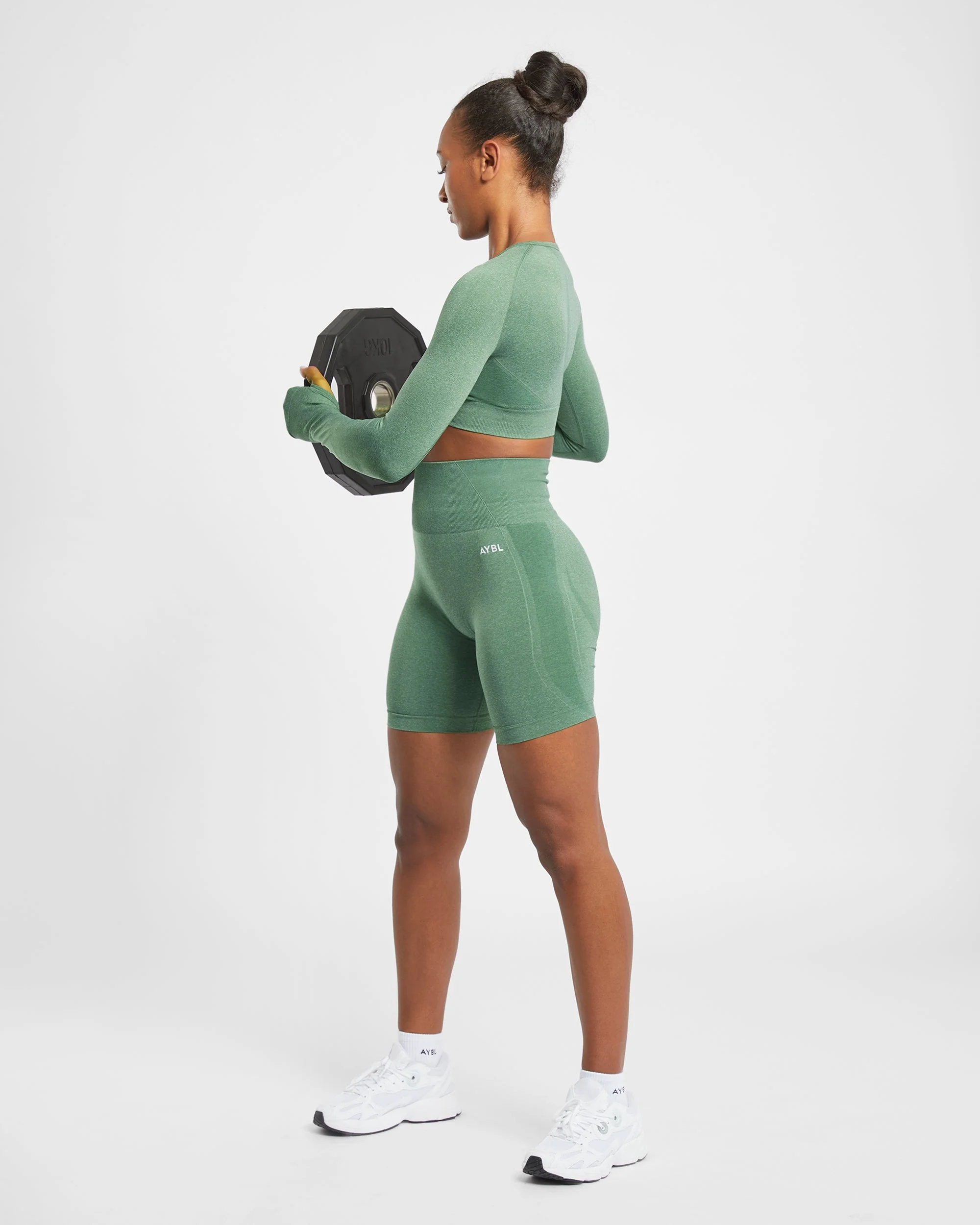 Empower Seamless Cycling Shorts - Olive Marl - Image 7