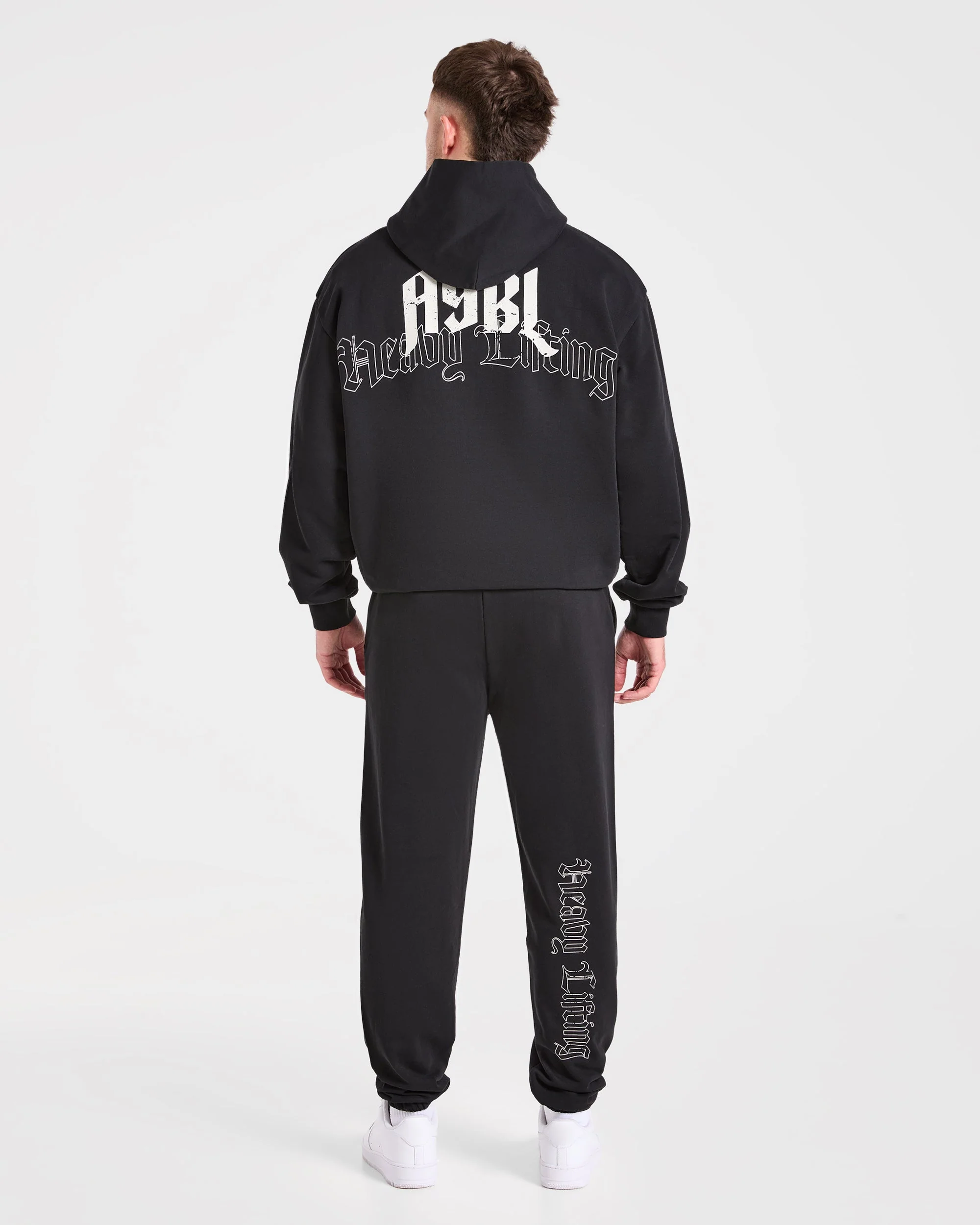 Heavy Lifting Gothic Oversized Hoodie - Noir/Off Blanc - Image 4