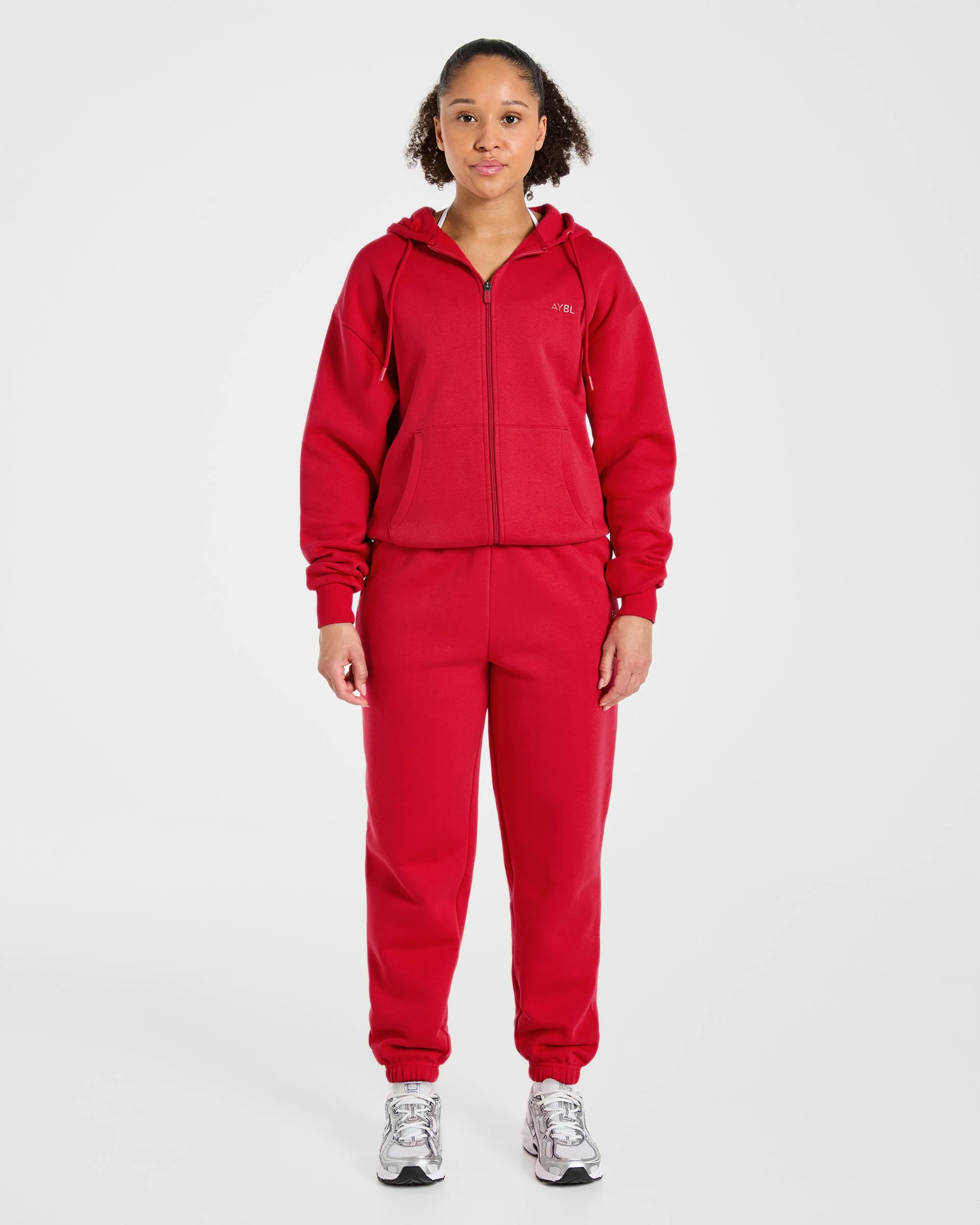 Lifestyle Oversized Zip Up Hoodie - Rouge - Image 3