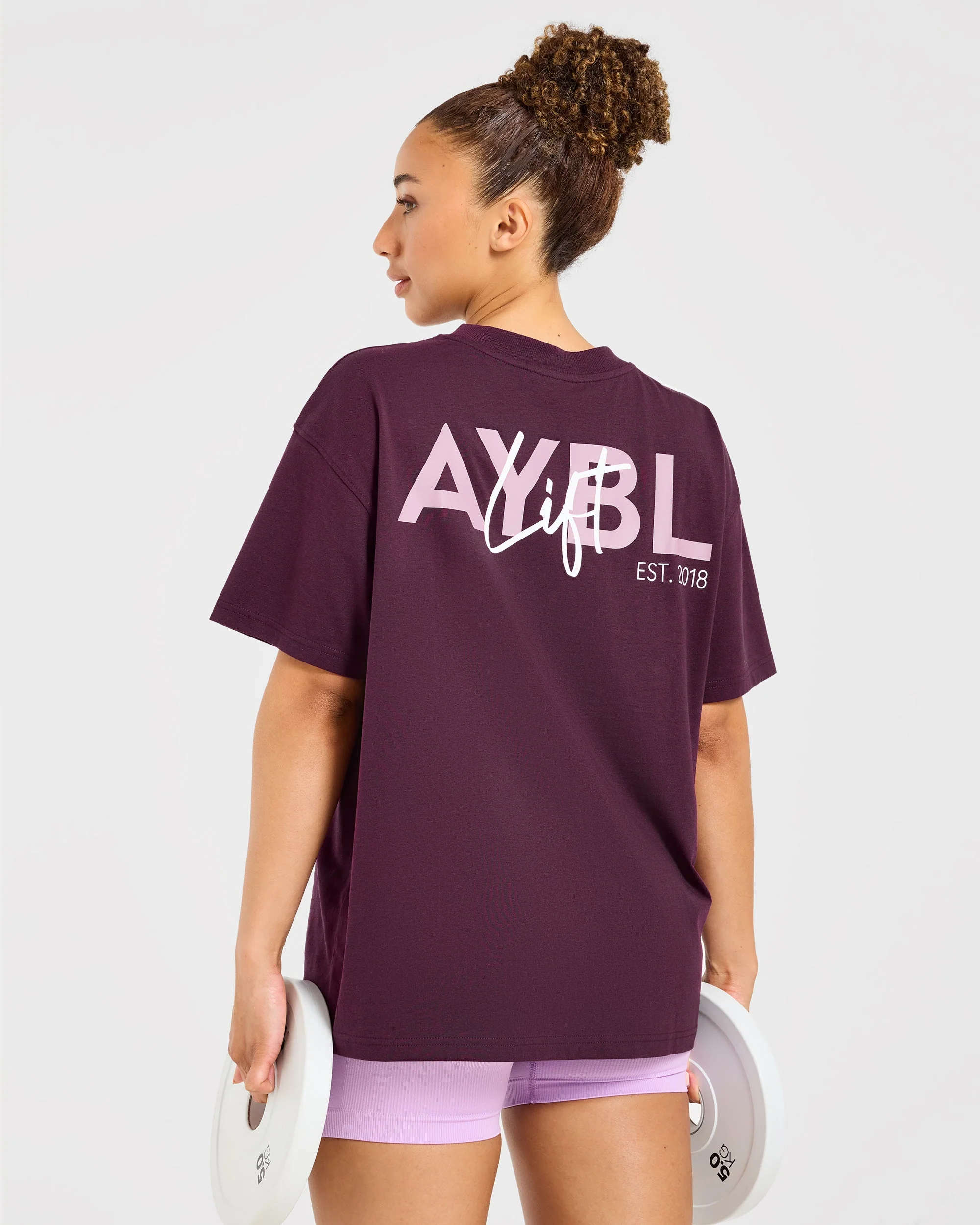 Lift Graphic Oversized T Shirt - Plum - Image 8