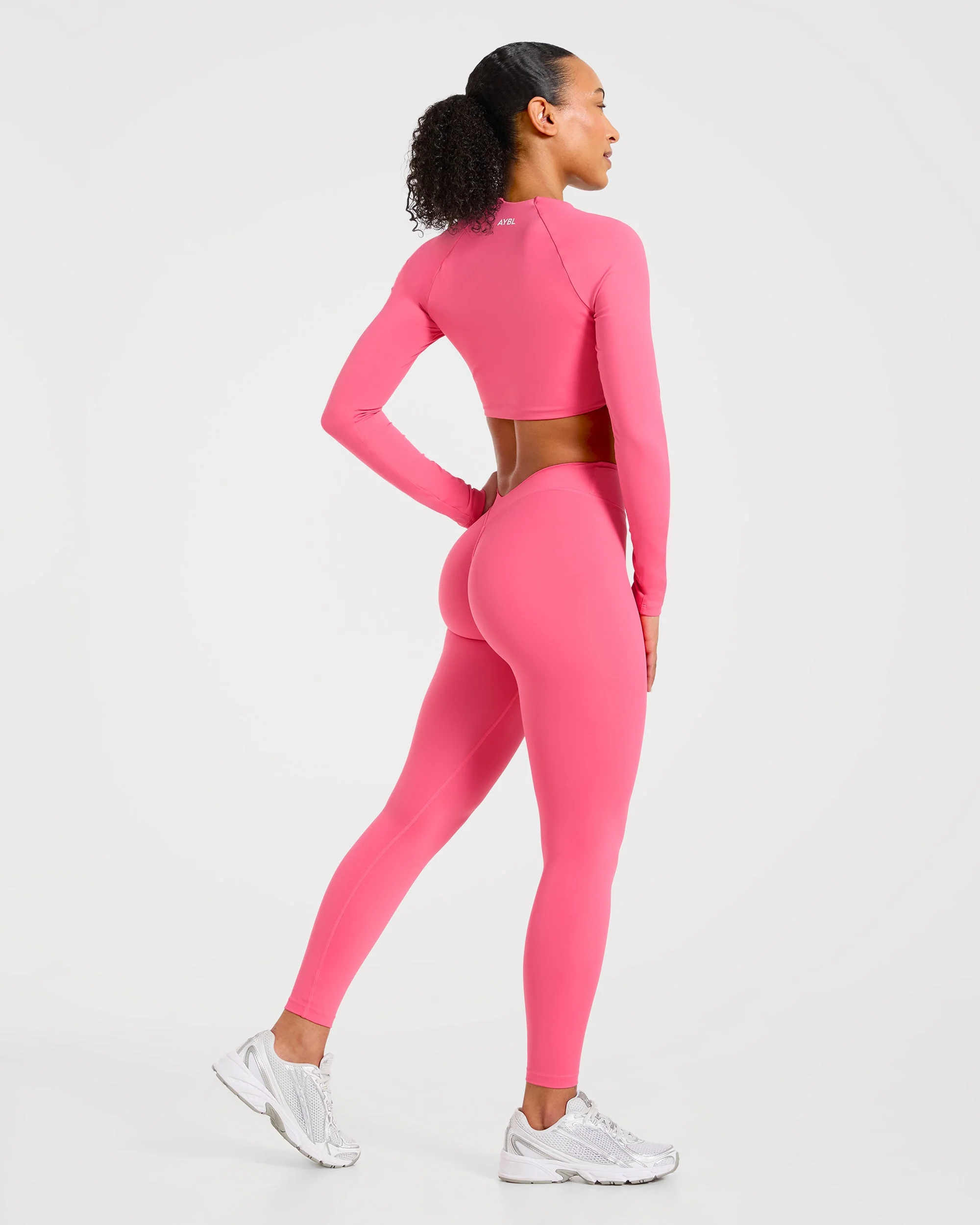 Physique Long Sleeve Crop Top - Roseberry Rose - Image 4