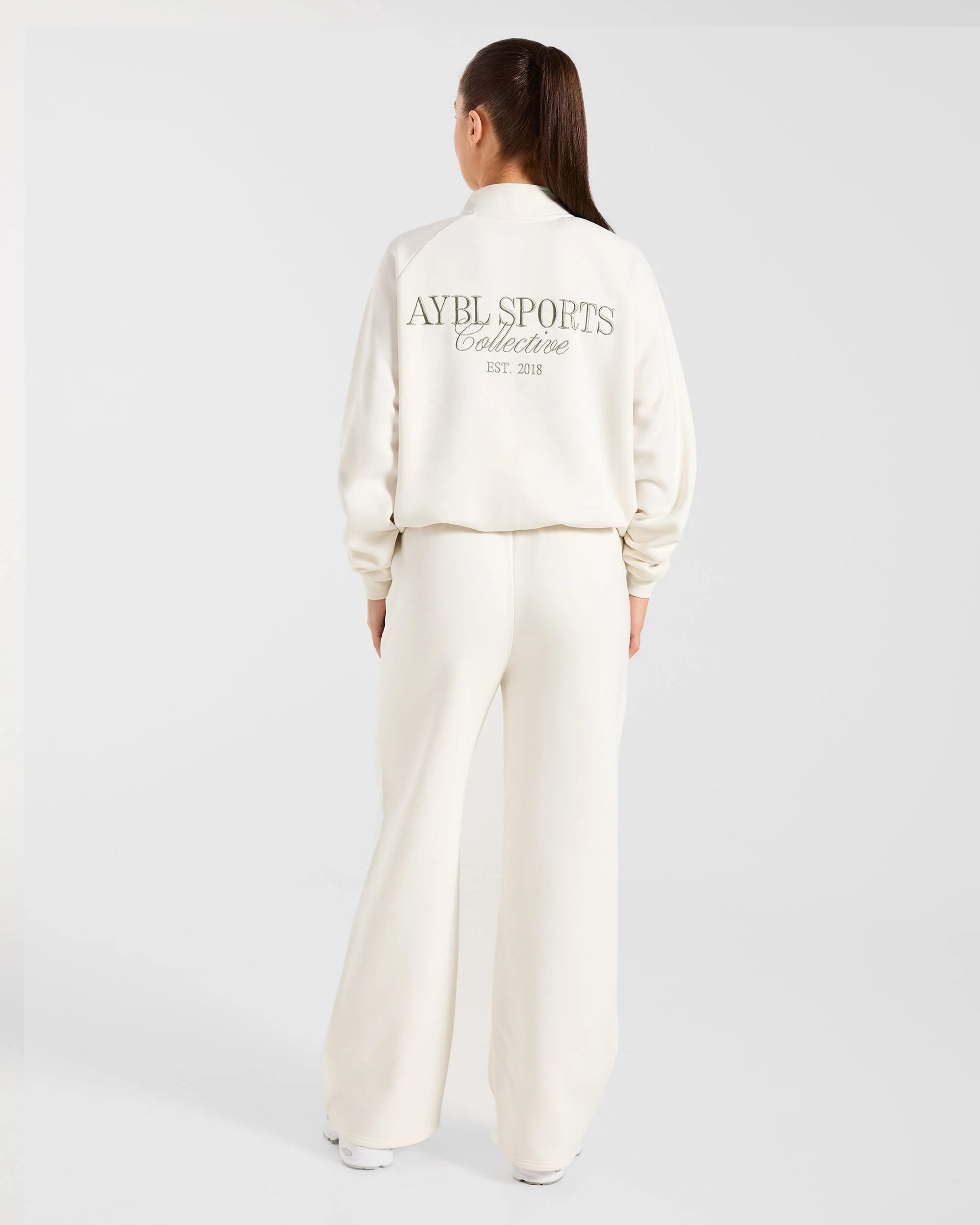 Sports Collective Oversized 1/4 Zip Pullover - Off Blanc/Vert - Image 4